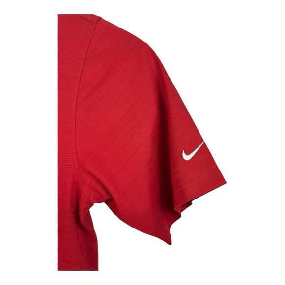 Nike Golf Polo Shirt Mens L Red Dri Fit Performance Golf Embroidered Sleeve Logo - Picture 5 of 14